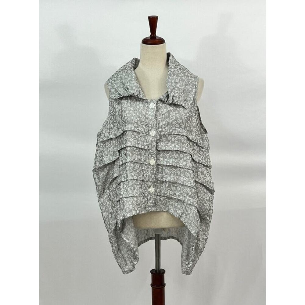 DRESS TO KILL OS S M L Silver Gray Floral Sleeveless Top Blouse